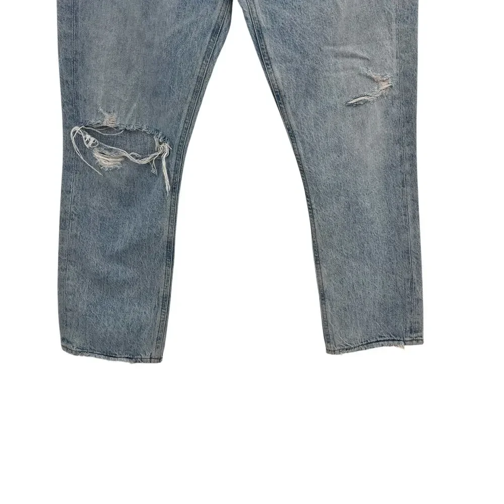 Agolde Riley High Rise Straight Crop Jeans Denim‎ Shatter Wash Blue Size 27